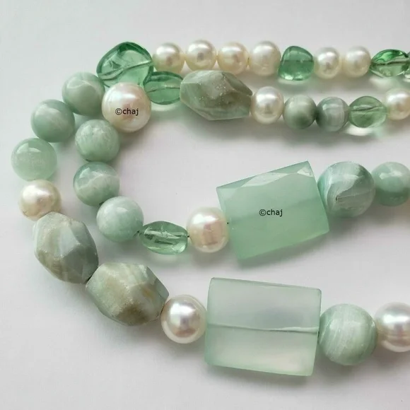 Stephen Dweck Sterling Silver Fresh Water Pearl & Gemstone Necklace 19" - Picture 3 of 5